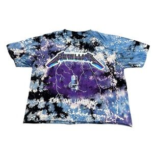 Bravado Metallica Ride The Lightning cropped, t-shirt tie-dye/bleach wash, M